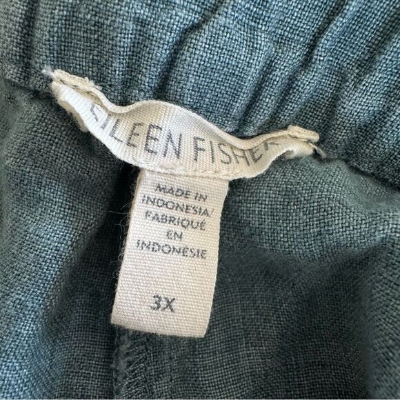 EILEEN FISHER Washed Organic Linen Délavé Lantern Pants in Nile Teal Aqua Sz 3X - Picture 12 of 14